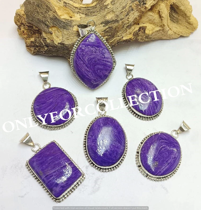 Oferta Lote Colgantes Charoite Diseño Hecho a Mano Chapados en Plata de Ley 925 Piedras Preciosas Foto 2 de 2