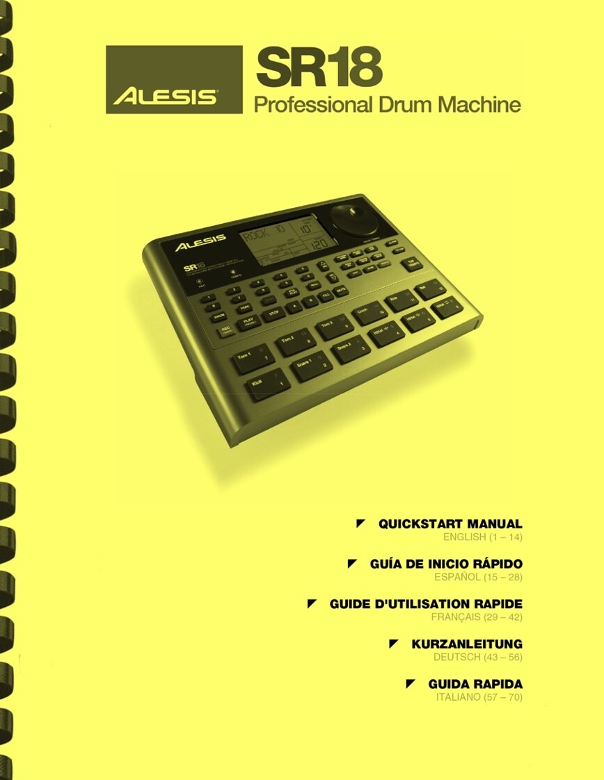 Alesis SR-18 SR18 Digital Drum Machine QUICK START and REFERENCE MANUAL