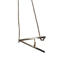 A Slanted Initial Necklace "A" Gold Tone On Chain Costume Jewelry 18 Inch Bling