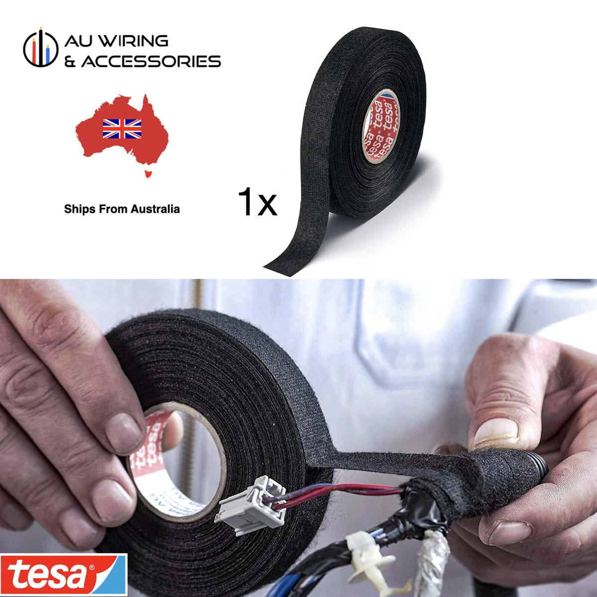 Tesa Car Audio Wiring Harness Tape 51608 Black Fleece Cloth Tape Cable  Looms