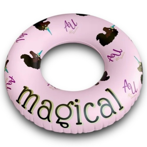 Afro Unicorn - Magical Ring Float - 39" Pool Float Inflatable - Girls Pink