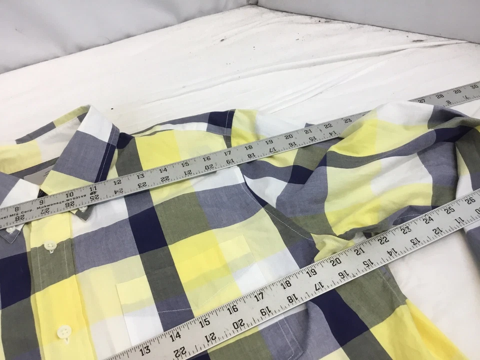 Jack Spade 牛津衬衫 L 灰色黄色格子棉纽扣曾经穿过 YGI R1-656 — 第 2/4 张图片