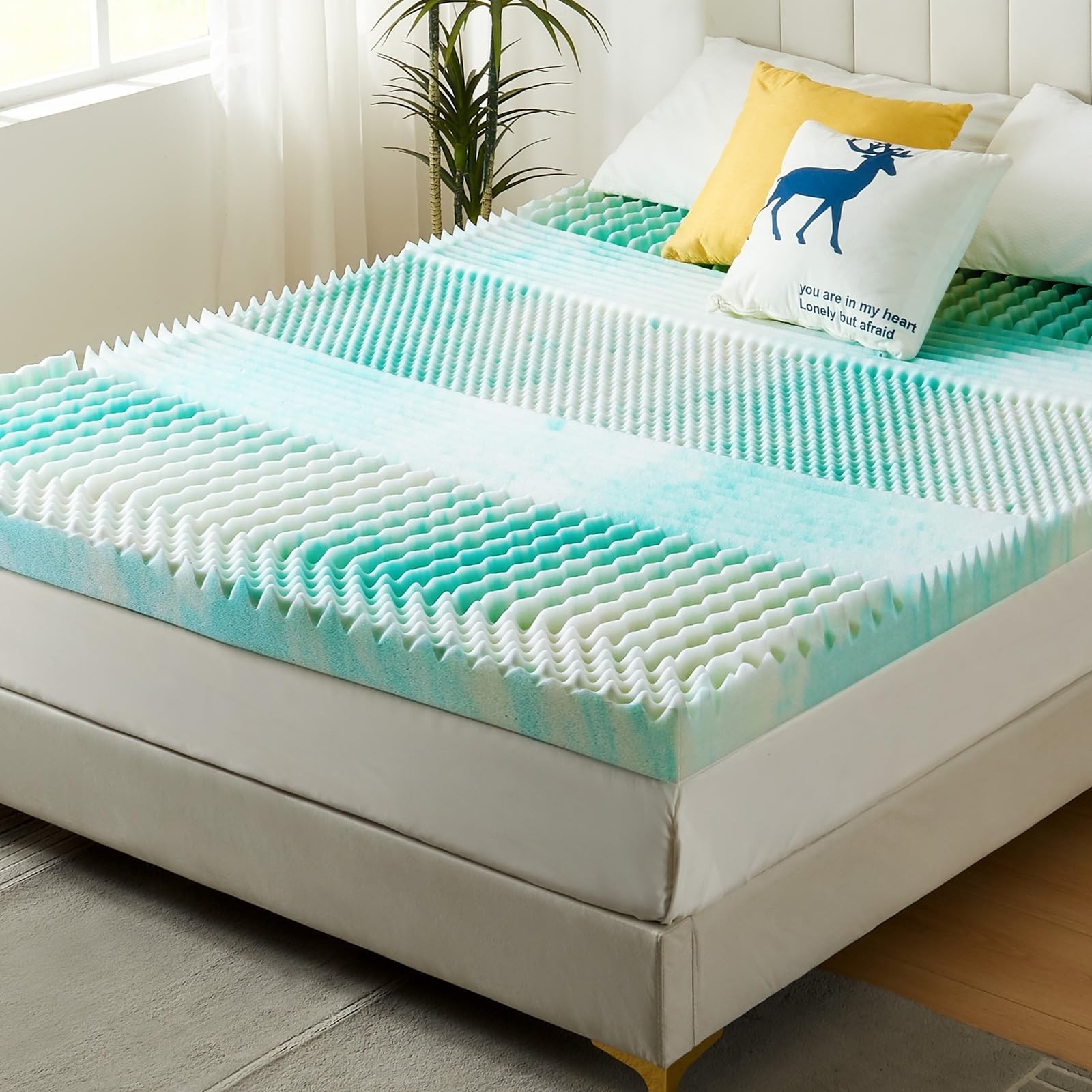Egg Crate Mattress Topper Full, 7 Zone Gel Cooling Memory Foam Topper Double,...