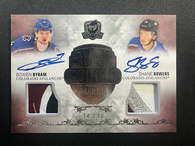 2020-21 UD The Cup Bowen Byram Shane Bowers Dual Auto Rookies Marks 14/18 SP
