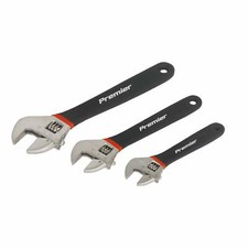 Image of Sealey Adjustable Wrench Set 3pc Ni-Fe Finish Chrome Vanadium Steel AK907