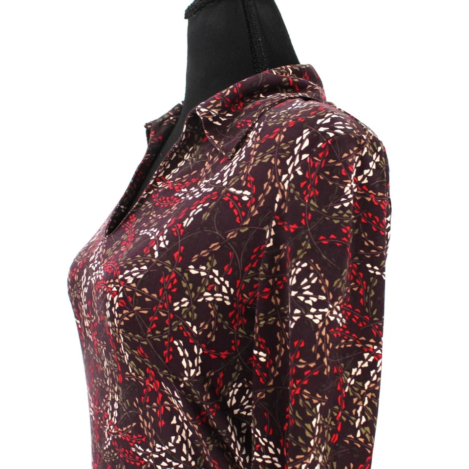 Vestido Vaina Diane Von Furstenberg Marrón Rojo Patrón Cuello Seda 6 Hasta la Rodilla Foto 3 de 4