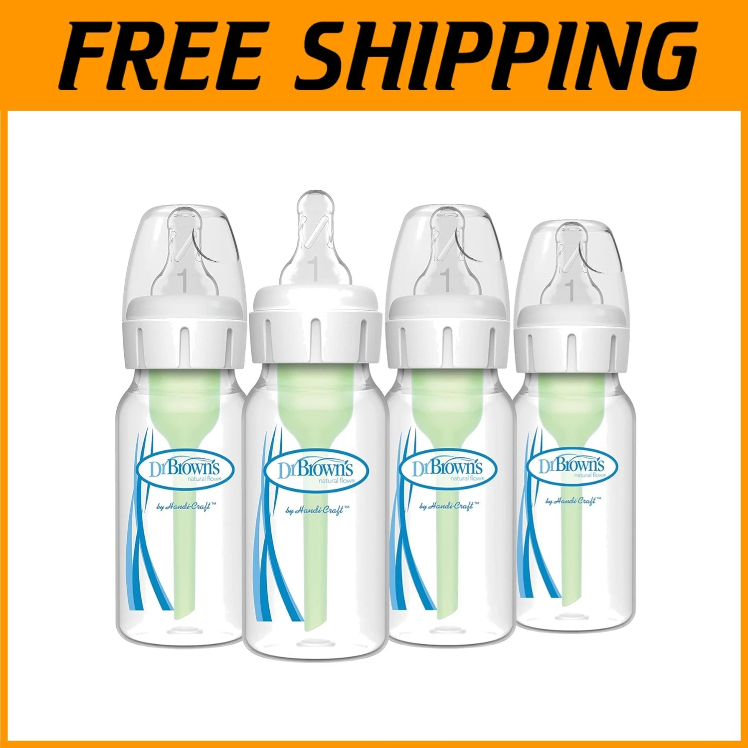 Anti-Colic 4 oz Baby Bottle, Level 1 Nipple, 4 Pack