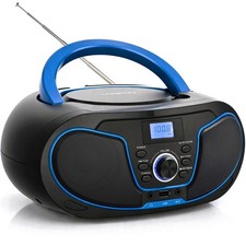 Portable CD Boombox Bluetooth 5.3, FM Radio, USB/AUX/3.5mm Earphone Jack, AC/...