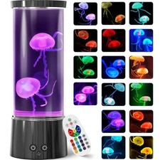 Jellyfish Lamp, Jellyfish Night Aquarium Tank Night Light 17 Color Black
