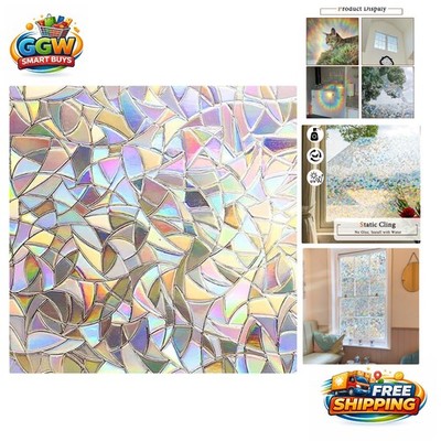 Stained Glass Rainbow Window Film - UV Blocking Decor for Any Glass Surface