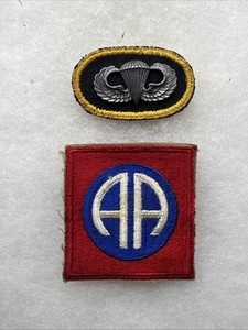US Army Airborne Parachutist Wing Sterling With Oval And 82nd Patch (FF416