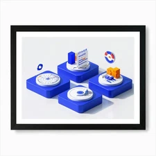 Digital Render Of Carefully Designe Framed Wall Art Poster Canvas Print Picture