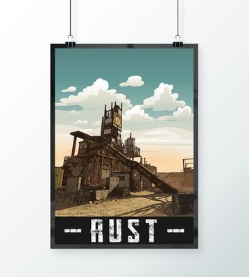 Rust Game Map Poster - Survival Video Game Art Print Wall Decor for Gamers Gift