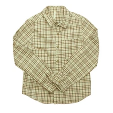 Rylee + Cru Mocha Plaid Long Sleeve Collared Shirt Kids Size 8-9 Years