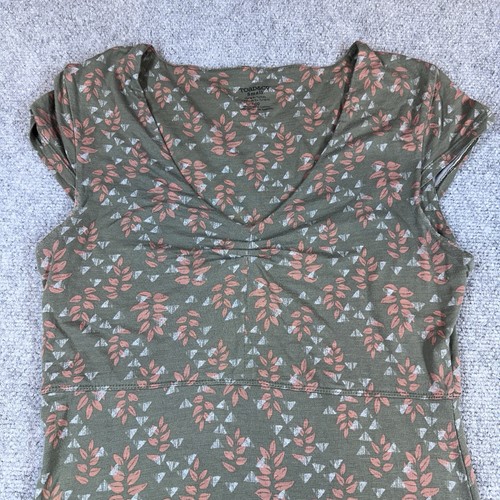 Toad & Co Rosemarie Dress S Organic Cotton Stretch Floral Taupe Cap Sleeve Boho - Picture 3 of 13