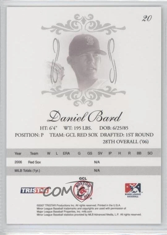 2007 TRISTAR Elegance Daniel Bard #20 - Image 2 of 2