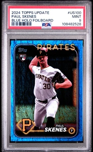 2024 Topps Update #US100 Paul Skenes Blue Holo Foilboard #/999 PSA 9
