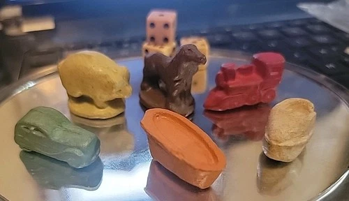 Vintage Monopoly Game Board & Composite Clay Tokens WWII ERA Parker Brothers