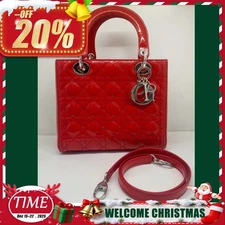 Dior Lady Dior Medium Red Patent Leather Top Handle Bag ebayAG Authblack friday