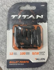 Allen Practice Bullet Points 5/16" Diameter, 100 Grain 12 Pack 1460 Archery Bow