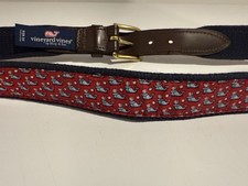Vineyard Vines America Whale Belt Boys 30 Cotton Leather Preppy