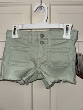 Levi  s Girlfriend Short Girls 4 Reg Green Distressed Stretch NWT