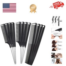 12 Pieces Parting Comb for Braids Rat Tail Steel Pintail Fine Teeth Heat Resi...