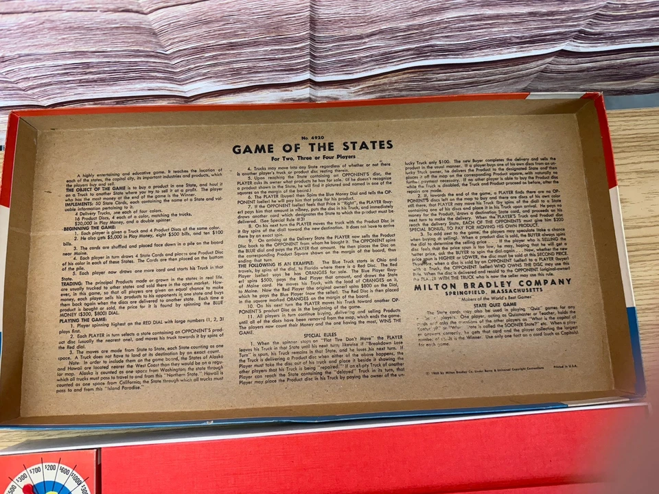 Game of the States Milton Bradley #4920 Vintage Board Game 1960 - Image 4 of 4