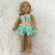 American Girl Doll Short Blonde Hair Blue Eyes 18” Nude 2017 Swimset Included