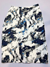Banana Republic Blue Black Grey Splashes on White Pencil Skirt Ladies Sz 4 NWT