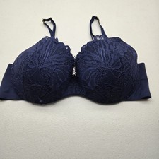 Victoria's Secret Women Bra 34D Blue Incredible By Lined Demi Floral