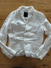 Pas De Calais Women's Small White 100% Linen Blazer Jacket- Excellent Condition