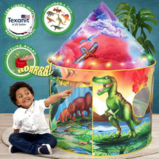 Dinosaur Discovery Kids Tent with Roar Button, Dinosaur Toys and LED Lights - Ep