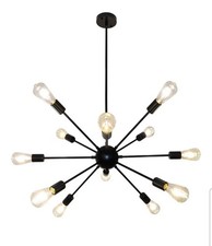 Black 12 Light Sputnik Chandelier Fixture Pendant Lighting Living Dining Room US