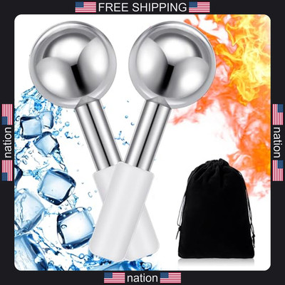 Baderke 2 Pcs Ice Globes Stainless Steel Cooling Globes for Face Skin Care