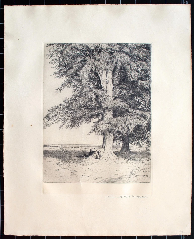 Hermann Kätelhön Impressionismus Kleiner Sommertag Liebespaar Radierung 1915 - Bild 2 von 4