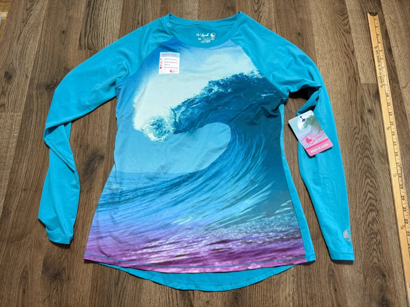 Reel Legends Shirt Youth Girls Medium Long Sleeve Blue UPF 50 Sun protection