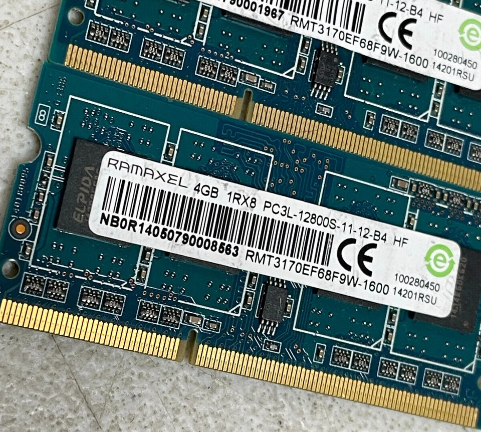 Ramaxel 4GB 1Rx8 PC3L-12800S | RMT3170EF68F9W | Lot of 2 - Image 2 of 3