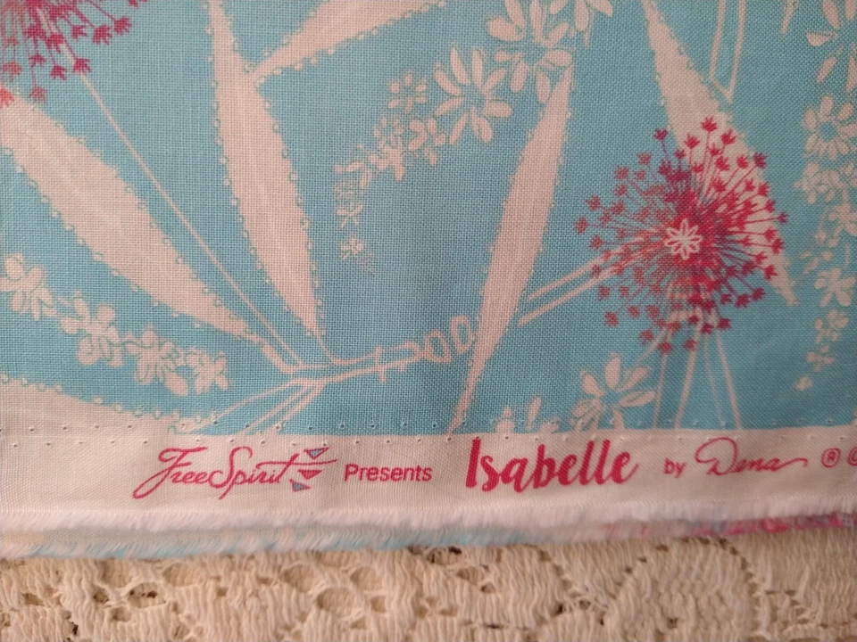 Dena Designs PWDF248 Isabelle Dandelion Floral Blue Cotton Quilt Fabric 31" x45" - Image 2 of 4