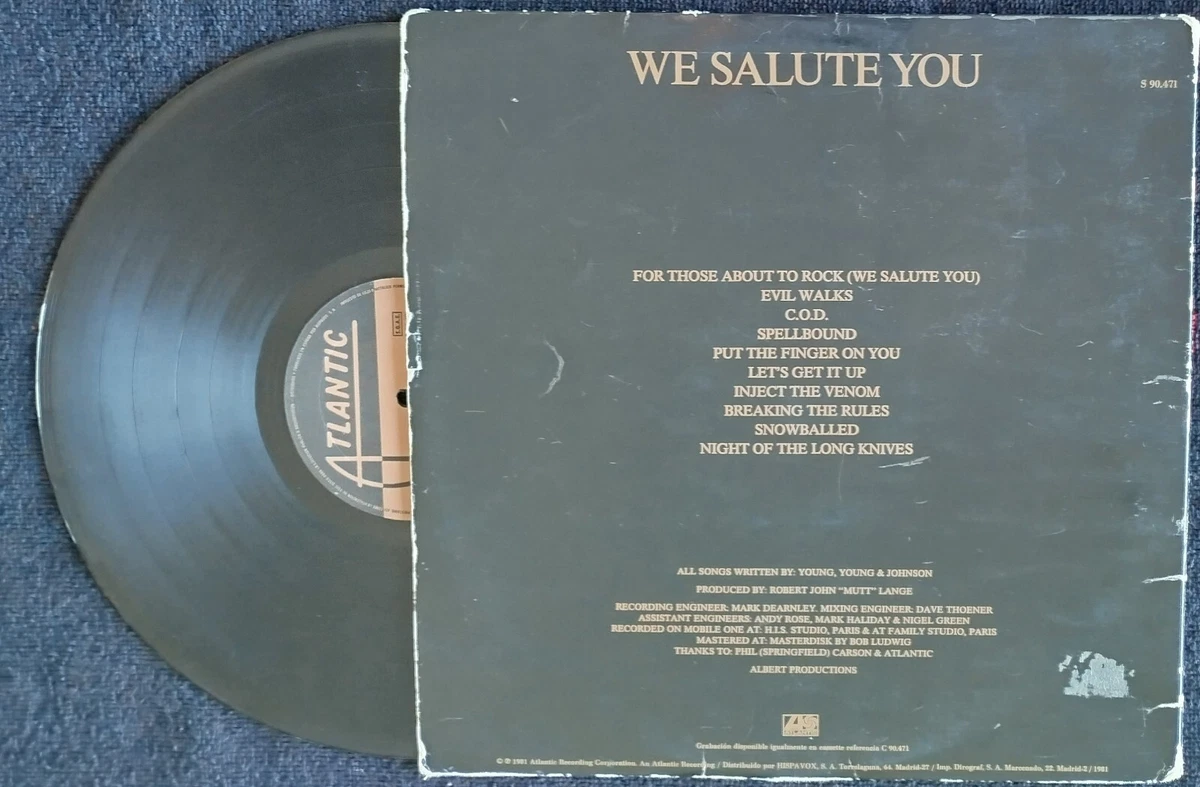 AC / DC " FOR THOSE ABOUT TO ROCK " SPANISH LP WITH DIFFERENT SLEEVE 1981