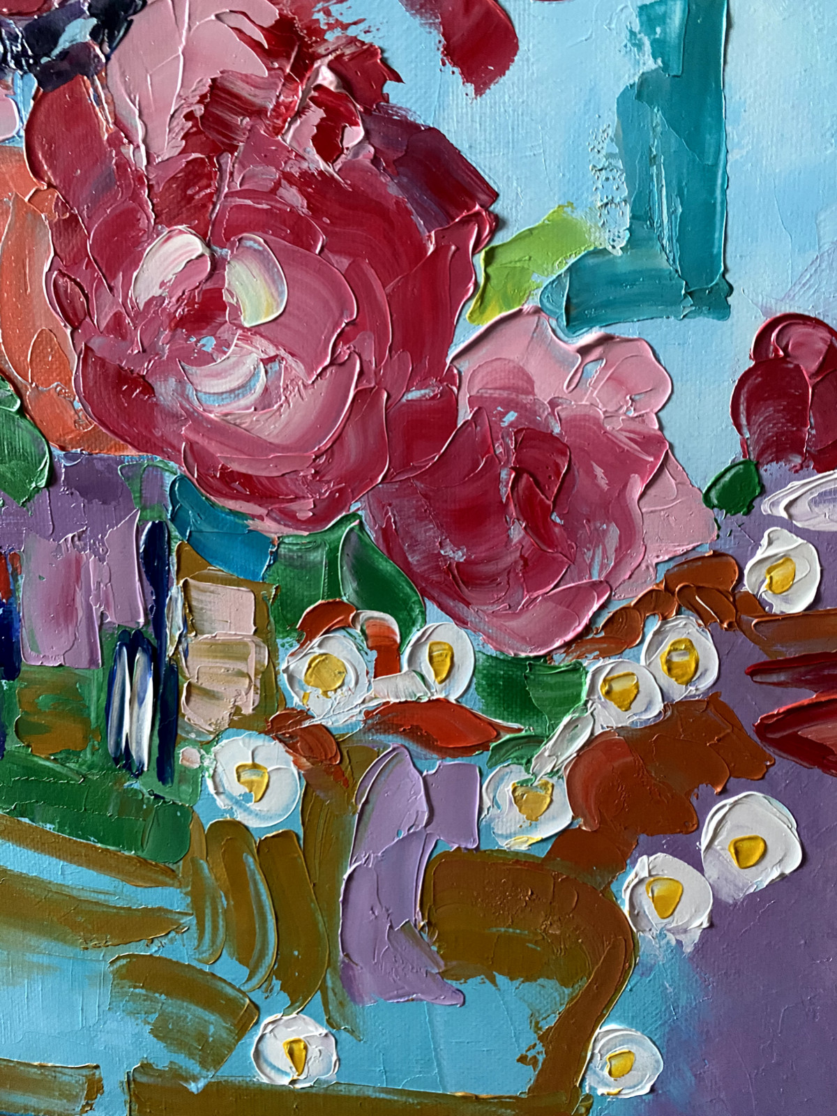 CANVAS Oil Painting Floral ORIGINAL Art Abstract Still Life Art Flower Texture A