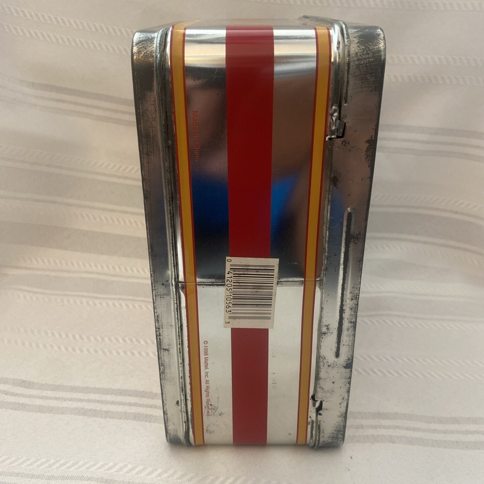 Hot Wheels TBucket Metal Lunch Box with Thermos 1998 Thermo Never Used