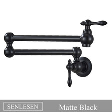 Brushed Gold Foldable Kitchen Faucet Wall Mounted Single Cold Water Faucet Brass