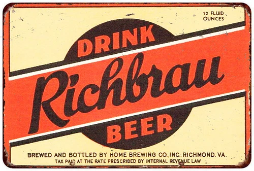 1934 Drink Richbrau Beer Vintage LOOK reproduction Metal sign