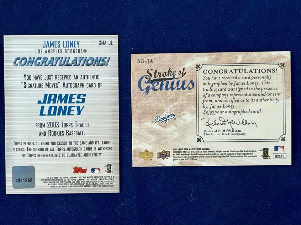 LA Dodgers James Loney Autographed Card Lot (UD & Topps) - REALLY NICE! - Image 2 of 4