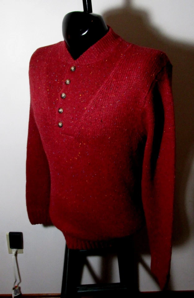Suéter SCANDIA WOODS Rojo Quemado Henley Mezcla Lana Para Hombre Talla S Nuevo Sin Etiquetas Foto 4 de 4