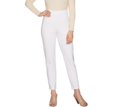 Joan Rivers Signature Ankle Pants with Front Seam Detail White Large