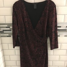 Faux Wrap Dress Size M Black Red Floral