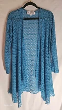 Nikki Poulos Women's Medium Teal Alice Through Looking Glass Cardigan Sweater