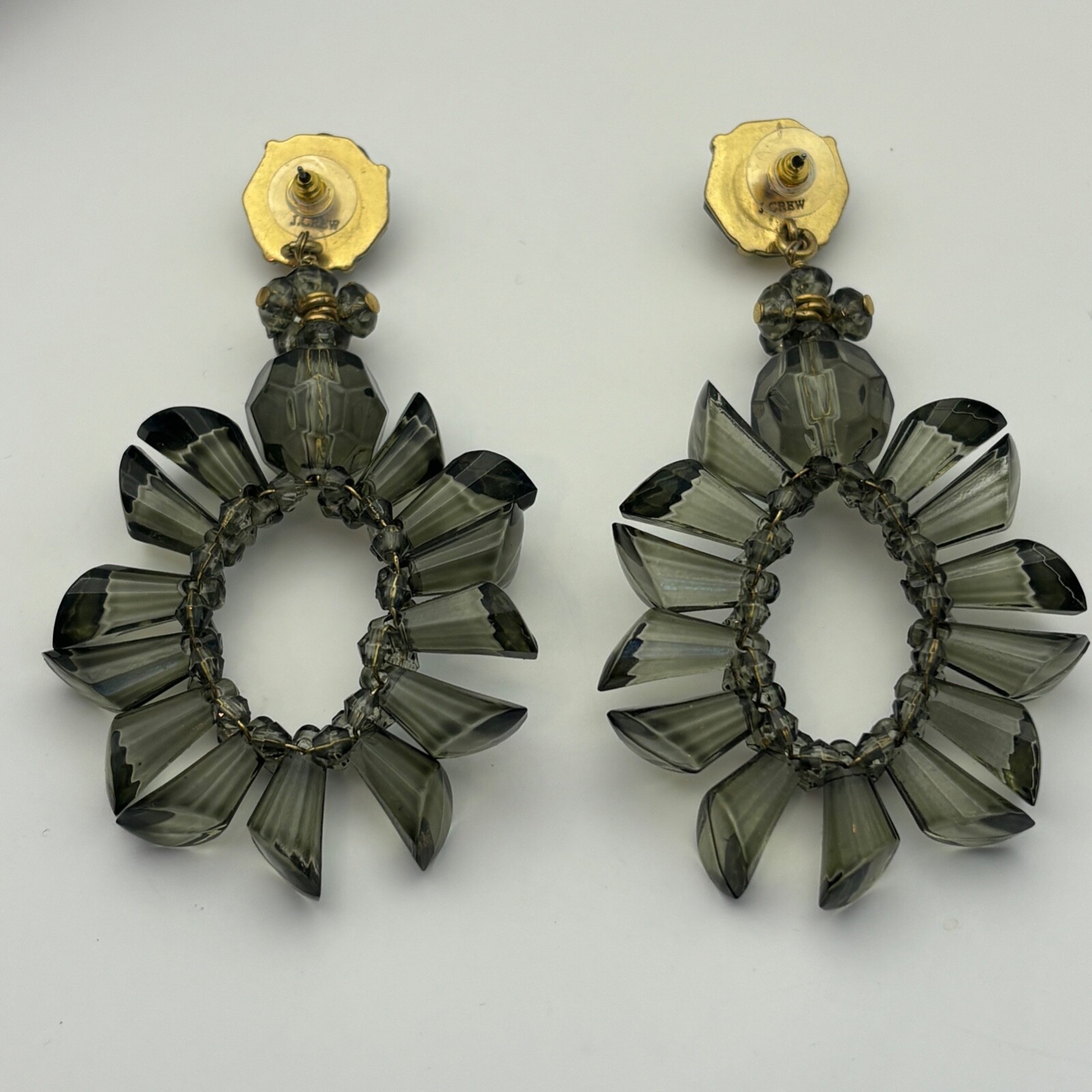 J. Crew Statement Earrings Green Lightweight Large - image 2